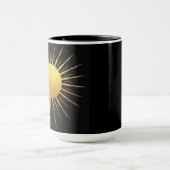 Gouden glitter textuur Zon op zwart Mok (Midden)