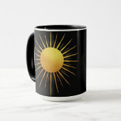Gouden glitter textuur Zon op zwart Mok (Voorkant links)