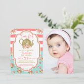 Gouden Glitter Thee Voor Twee Verjaardags Foto Kaart (Staand voorkant)