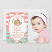 Gouden Glitter Thee Voor Twee Verjaardags Foto Kaart (Voorkant)