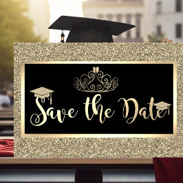 Gouden glitter, tiara afstudeerdata save the date