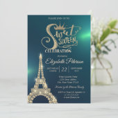 Gouden Glitter Tiara, Diamanten Eiffeltoren Groen Kaart (Staand voorkant)