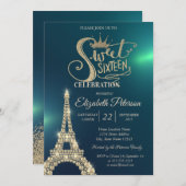 Gouden Glitter Tiara, Diamanten Eiffeltoren Groen Kaart (Voorkant / Achterkant)