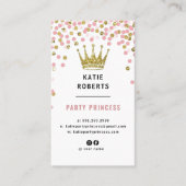 Gouden Glitter Tiara Roze Stippen Chic Party Princ Visitekaartje (Voorkant)