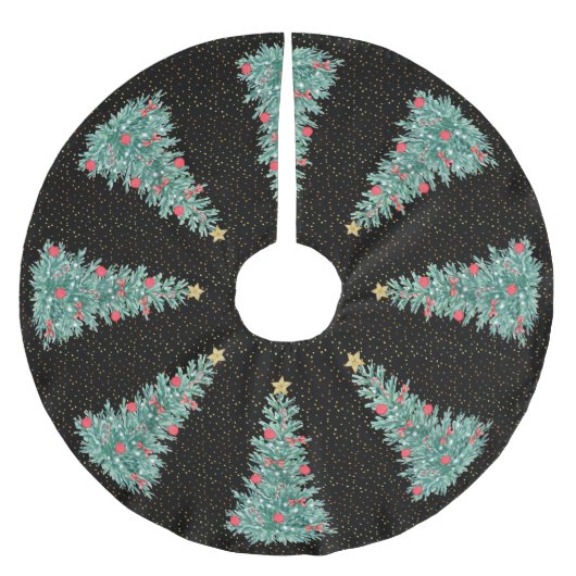 Gouden Glitter Traditionele Zwarte Kerstboom Rok (Voorkant)