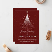 Gouden Glitter Tree Kerstmis Nieuwjaar Corporate Notitiekaartje (Voorkant / Achterkant in situ)