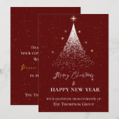 Gouden Glitter Tree Kerstmis Nieuwjaar Corporate Notitiekaartje (Voorkant / Achterkant)