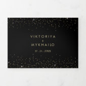 Gouden Glitter Trifold Bruiloft Uitnodiging (Cover)