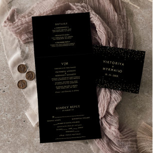 Gouden Glitter Trifold Bruiloft Uitnodiging