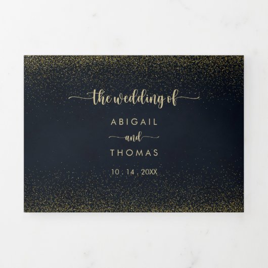 Gouden Glitter Trifold Letter Vouw De bruiloft van Drieluik Uitnodiging (Cover)