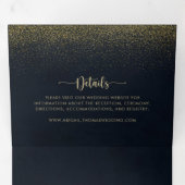 Gouden Glitter Trifold Letter Vouw De bruiloft van Drieluik Uitnodiging (Binnenzijde eerst)