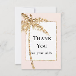 Gouden glitter tropische palmboom bedankkaart