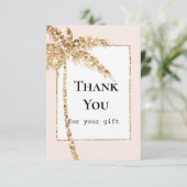 Gouden glitter tropische palmboom bedankkaart (Staand voorkant)