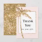 Gouden glitter tropische palmboom bedankkaart (Voorkant / Achterkant)