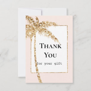 Gouden Glitter Tropische Palmboom Bedankkaart