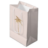 Gouden glitter tropische palmboom medium cadeauzakje (Voorkant Gekanteld)