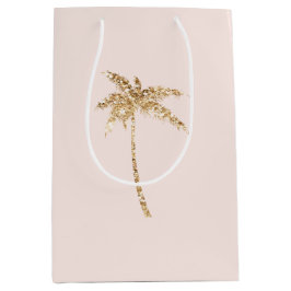 Gouden glitter tropische palmboom medium cadeauzakje