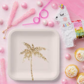 Gouden glitter tropische palmboom papieren bordje (Feest)