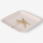 Gouden glitter tropische palmboom papieren bordje (Gebogen)