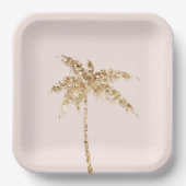 Gouden glitter tropische palmboom papieren bordje (Voorkant)