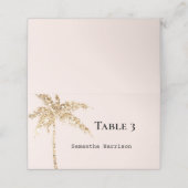 Gouden glitter tropische palmboom plaatskaartje (Buitenkant ongevouwen)