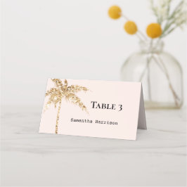 Gouden glitter tropische palmboom plaatskaartje