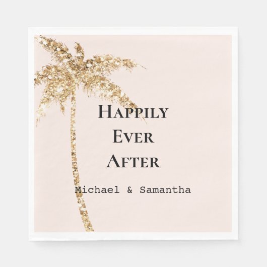 Gouden glitter tropische palmboom servet (Voorkant)