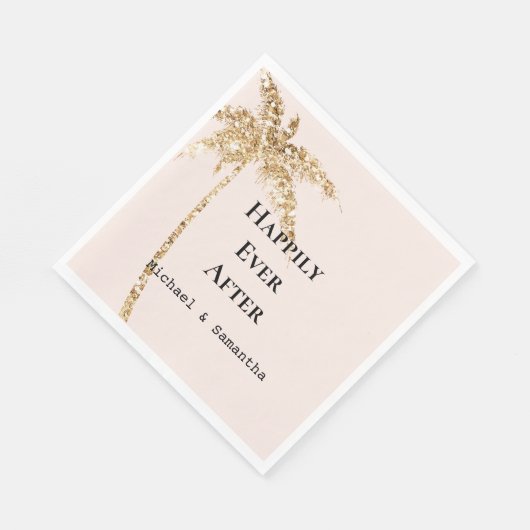 Gouden glitter tropische palmboom servet (Hoek)