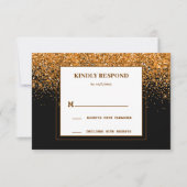 Gouden Glitter Trouw RSVP Kaart (Voorkant)
