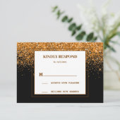 Gouden Glitter Trouw RSVP Kaart (Staand voorkant)