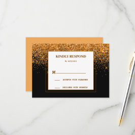Gouden Glitter Trouw RSVP Kaart