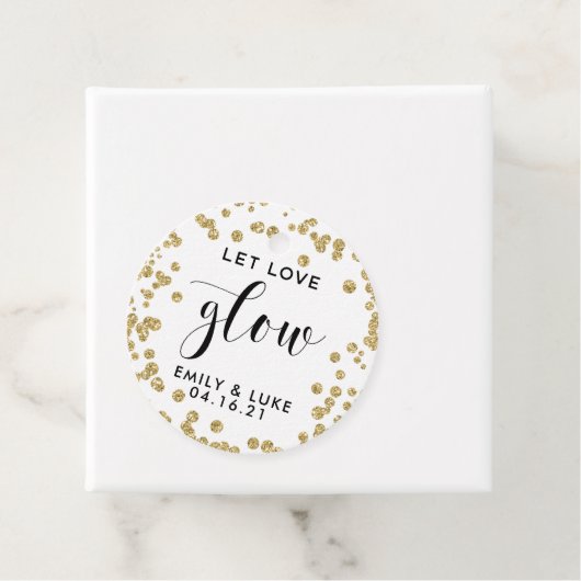 Gouden Glitter Trouwkaars Bedankjes Labels (In situ)