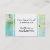 *~* Gouden Glitter Turquoise Abstracte Pastel Mode Visitekaartje (Achterkant)