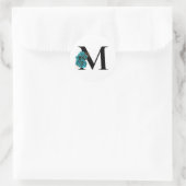 Gouden Glitter Turquoise Bloem Glam Monogram Ronde Sticker (Tas)