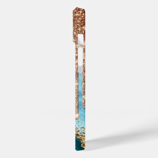 Gouden Glitter Turquoise Marmer Glitter Drips Case-Mate iPhone Case (Achterkant / Links)