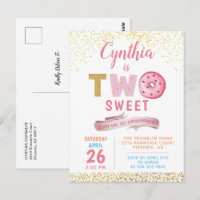 Gouden Glitter Twee Zoete Donuts Meisje 2de Verjaa