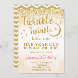 Gouden Glitter Twinkle Little Star Uitnodiging
