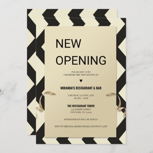 Gouden glitter typografie Restaurant NIEUWE openin Kaart (Voorkant / Achterkant)