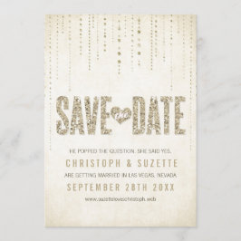 Gouden Glitter Uiterlijk Save The Date Aankondigin