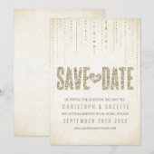 Gouden Glitter Uitzicht Save The Date Aankondiging (Voorkant / Achterkant)
