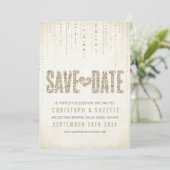 Gouden Glitter Uitzicht Save The Date Aankondiging (Staand voorkant)