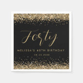 Gouden Glitter Veertig Verjaardagsfeest Gepersonal Servet (Voorkant)