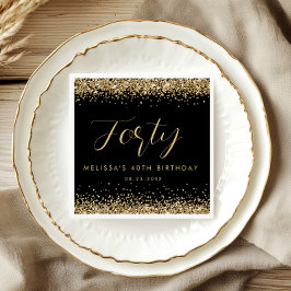 Gouden Glitter Veertig Verjaardagsfeest Gepersonal Servet