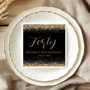 Gouden Glitter Veertig Verjaardagsfeest Gepersonal Servet
