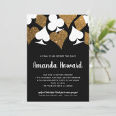 Gouden Glitter Vegas Thema Bachelorette Party Uitn Kaart (Staand voorkant)