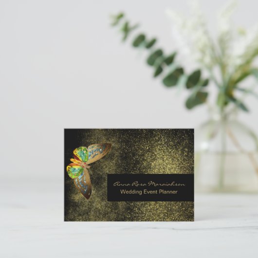 *~* Gouden glitter vergulde vlinder Chic Girly Bla Visitekaartje (Staand voorkant)