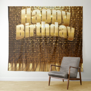 Gouden Glitter Verjaardag Achtergrond Feest Decora Wandkleed