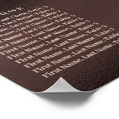 Gouden Glitter Verjaardag Alfabetisch Zitplan Poster (Hoek)