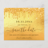 Gouden glitter verjaardag save the date kaart (Voorkant)