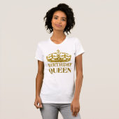Gouden Glitter Verjaardags Koningin T-Shirt (Voorkant volledig)